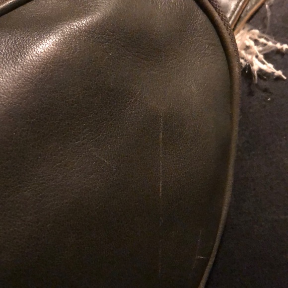 Vintage Cole Haan Paige Fog Leather Barrel Purse - Picture 11 of 16